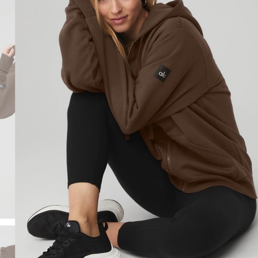 Alo everyday full zip espresso sweatshirt hoodie